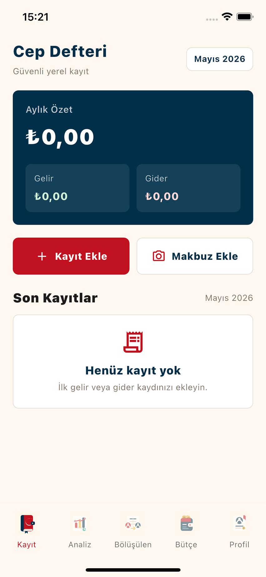 Cep Bütçe açılış ekranı